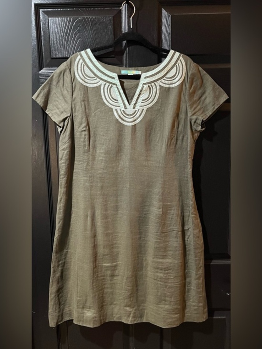 Boden Linen Embroidered Shift Dress
